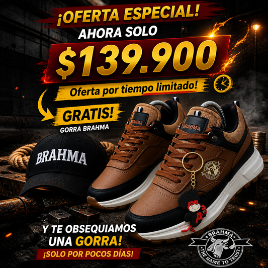🔥 PROMO 2x1 Zapatos Brahma + Gorra GRATIS